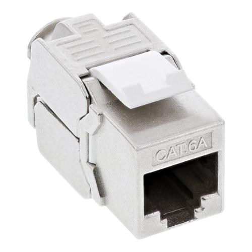 Preview: Netzwerkdose Cat 6A UP 2-fach – Keystone RJ45, geschirmt, weiß