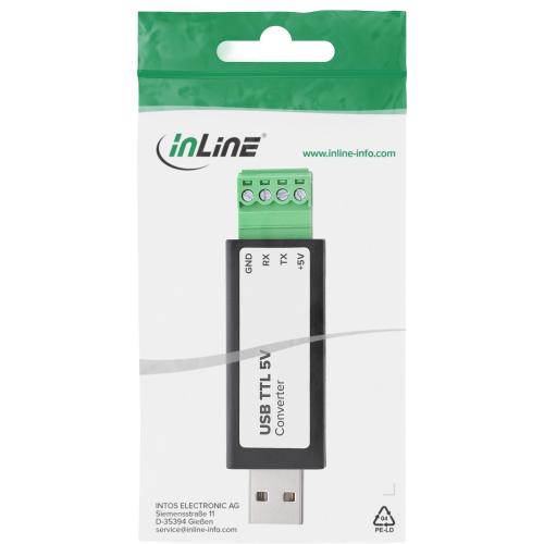 Preview: USB zu TTL 5V Konverter, FTDI FT232RNL, USB-A auf Schraubklemme