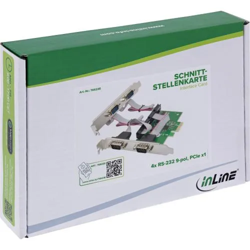 PCIe x1 Schnittstellenkarte mit 4x RS-232 (seriell), Low Profile