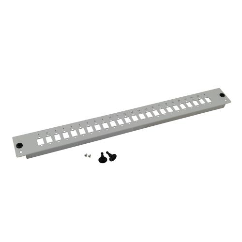 Frontplatte für LWL Breakoutbox 19" – 24-fach LC Duplex / SC / E2000 – unbestückt – Grau