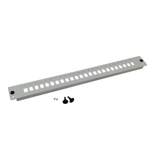 Frontplatte für LWL Breakoutbox 19" – 24-fach LC Duplex / SC / E2000 – unbestückt – Grau