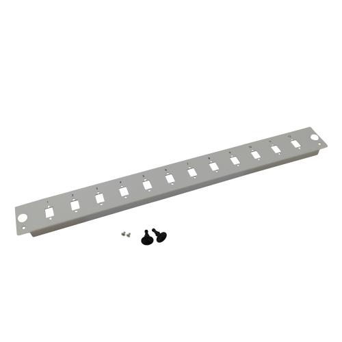 Frontplatte für LWL Breakoutbox 19" – 12-fach LC Duplex / SC / E2000 – unbestückt – Grau