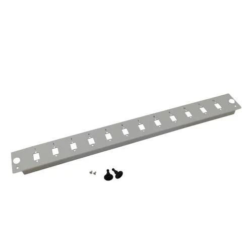 Frontplatte für LWL Breakoutbox 19" – 12-fach LC Duplex / SC / E2000 – unbestückt – Grau