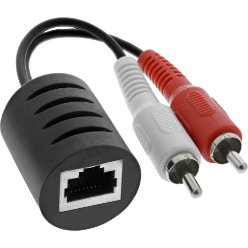 Preview: InLine® Audio über RJ45 passiv 2x Cinch auf 1x Klinke 3,5mm RJ45 Buchse max. 50m