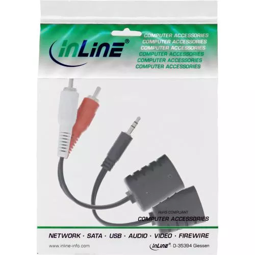 InLine® Audio über RJ45 passiv 2x Cinch auf 1x Klinke 3,5mm RJ45 Buchse max. 50m