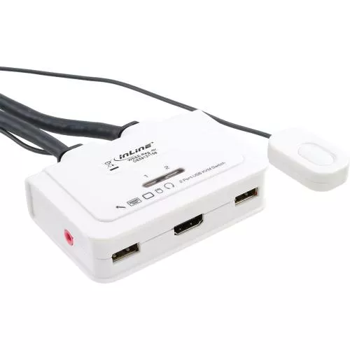 InLine KVM Switch 2fach HDMI USB mit Audio integr. Kabel
