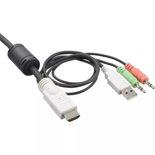 InLine® KVM Switch 2fach HDMI USB mit Audio integr. Kabel