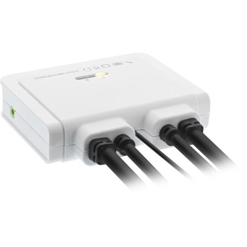 InLine® KVM Switch 2fach Displayport 1.2 4K USB mit Audio integr. Kabel