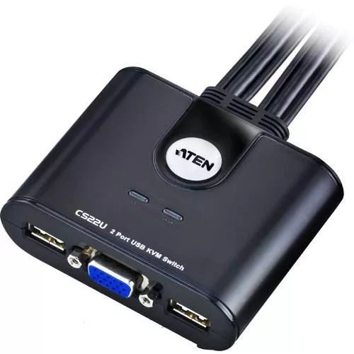 ATEN CS22U KVM Switch 2fach VGA USB mit Kabelfernbedienung