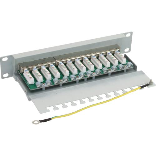 Preview: Patchpanel Cat.6 – 12-fach, 10" (25,4 cm), 1HE, lichtgrau (RAL 7035)