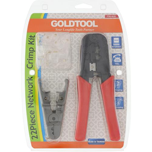 Preview: Crimpzangen-Set für RJ45, RJ11 & RJ12 – inkl. Abisolierer & Westernstecker