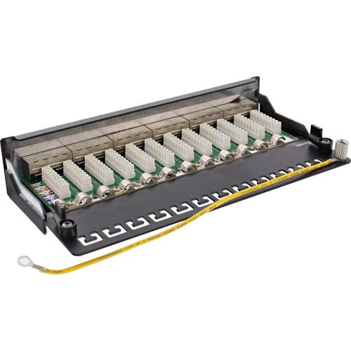Preview: Patchpanel Cat.6A – 12-fach, Tisch/Wandmontage, schwarz (RAL 9005)