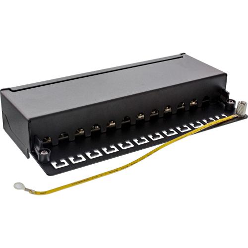 Preview: Patchpanel Cat.6A – 12-fach, Tisch/Wandmontage, schwarz (RAL 9005)