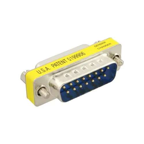 Mini Gender Changer – 15-pol Sub-D Stecker auf Buchse, kompakt