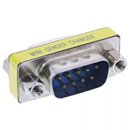 Mini Gender Changer – 9-pol Sub-D Stecker auf Buchse, 1:1 Belegung