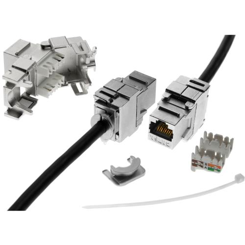 Preview: RJ45 Keystone-Modul Cat.6A, geschirmt, LSA-Anschluss, Snap-In