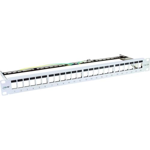Patchpanel Leerblech – 24-fach, 19" (48,26 cm), 1HE, lichtgrau (RAL 7035), für Keystone Snap-In Module