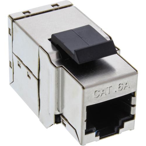 RJ45 Keystone-Durchführung Cat.6A, Buchse/Buchse, geschirmt, Snap-In