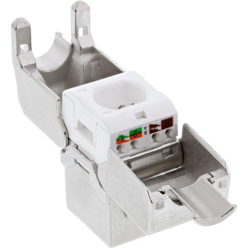 Preview: RJ45 Keystone-Modul Cat.6A, geschirmt, Snap-In, LSA, schmale Bauform