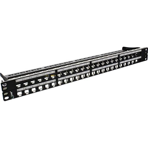 Patchpanel Leerblech – 48-fach, 19" (48,26 cm), 1HE, schwarz, für Keystone Snap-In Module
