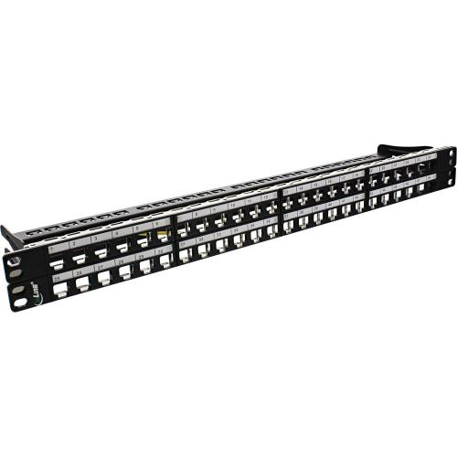 InLine® Patchfeld Cat.6A 48fach Keystone Snap In Leerblech Patchpanel 19Zoll 1HE schwarz