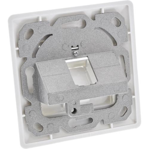Preview: Rahmenset für 1x RJ45 Buchse LSA Einsatz Keystone SNAP-In, weiß RAL9010