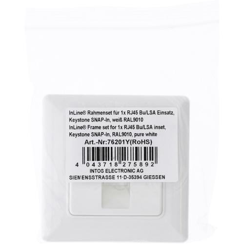 Preview: Rahmenset für 1x RJ45 Buchse LSA Einsatz Keystone SNAP-In, weiß RAL9010