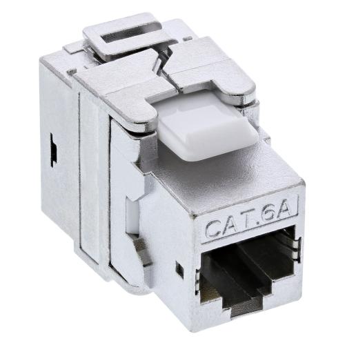 Preview: RJ45 Keystone-Modul Cat.6A, geschirmt, Snap-In, LSA, mit Zugentlastung