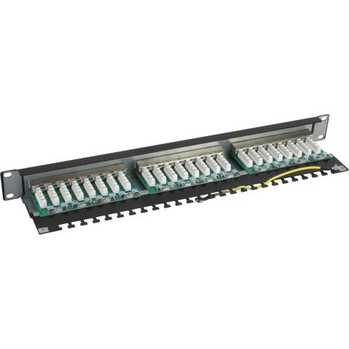 Preview: Patchpanel Cat.5e – 24-fach, 19" (48,26 cm), 1HE, schwarz (RAL 9005)