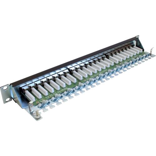 Preview: Patchpanel Cat.6 – 24-fach, 19" (48,26 cm), 1HE, schwarz (RAL 9005)