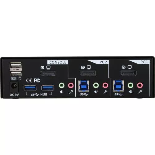 InLine® KVM Desktop Switch 2fach DisplayPort USB 3.0 Hub mit Audio