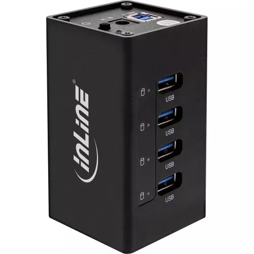 InLine® USB 3.0 Aluminium Hub 4 Port schwarz mit 2,5A Netzteil