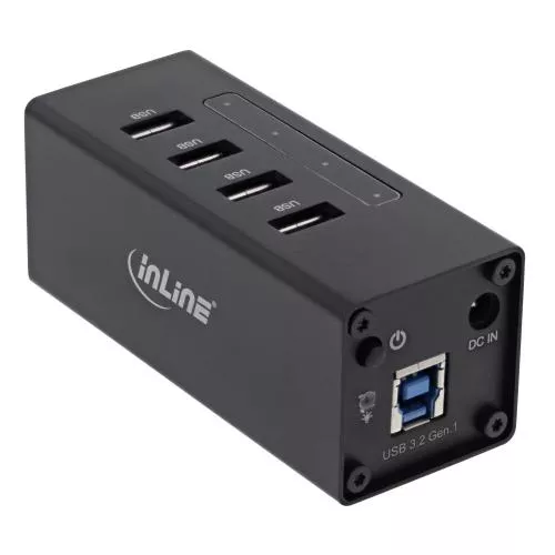 InLine® USB 3.0 Aluminium Hub 4 Port schwarz mit 2,5A Netzteil