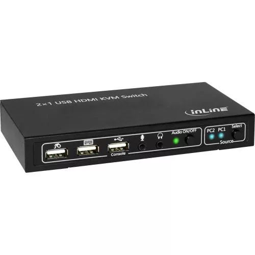 InLine KVM Desktop Switch 2fach HDMI 4K2K USB 2.0 Hub mit Audio