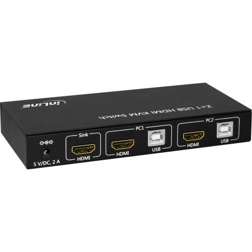 InLine® KVM Desktop Switch 2fach HDMI 4K2K USB 2.0 Hub mit Audio