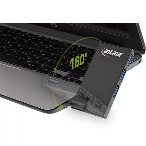 InLine® 180 Twist Hub USB 3.0 4 Port drehbar schwarz