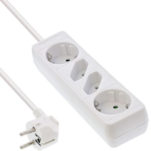 Steckdosenleiste 4-fach – 2x Schutzkontakt + 2x Euro – 5 m – weiß