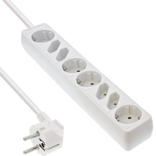Steckdosenleiste 8-fach – 4x Schutzkontakt + 4x Euro – 1,5 m – weiß