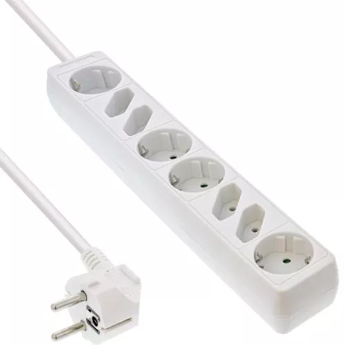 Steckdosenleiste 8-fach – 4x Schutzkontakt + 4x Euro – 1,5 m – weiß
