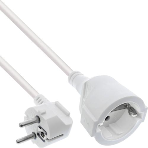Schutzkontakt-Verlängerung – Stecker gewinkelt / Buchse – weiß