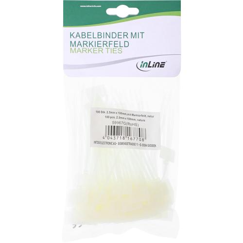 Preview: Kabelbinder mit Markierfeld außen – 100 mm × 2,5 mm – 100 Stück