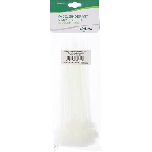 Preview: Kabelbinder mit Markierfeld außen – 200 mm × 3 mm – 100 Stück