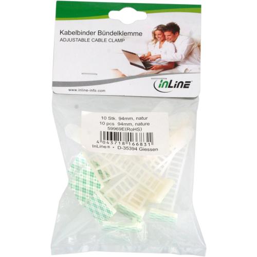 Preview: Kabelbinder Bündelklemme 94 mm – Natur, selbstklebend, 10 Stück