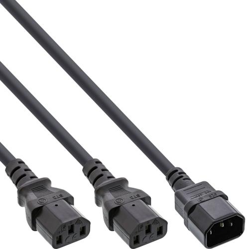 Y-Kaltgeräteverlängerung C14 auf 2x C13