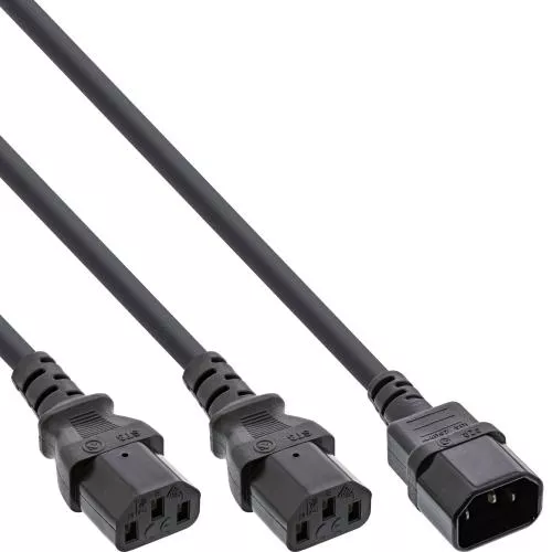 Y-Kaltgeräteverlängerung C14 auf 2x C13