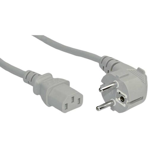 Preview: Netzkabel – Schutzkontakt gewinkelt auf Kaltgerätebuchse C13, gerade