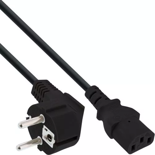 Kaltgerätekabel C13 – Schutzkontaktstecker gewinkelt