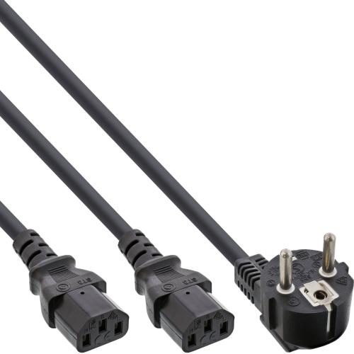 Y-Netzkabel Schutzkontakt auf 2x C13