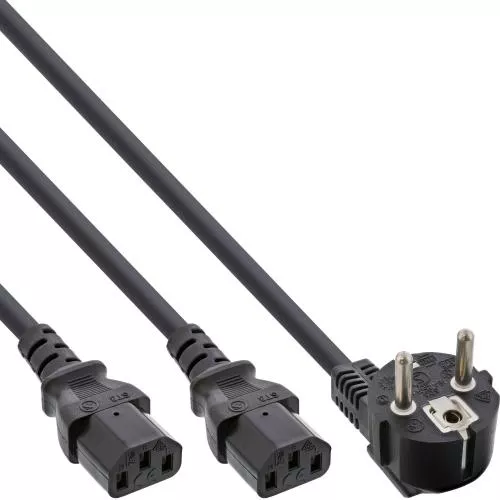 Y-Netzkabel Schutzkontakt auf 2x C13