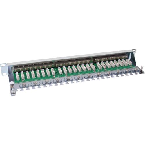 Preview: Patchpanel Cat.6 – 24-fach, 19" (48,26 cm), 1HE, lichtgrau (RAL 7035)